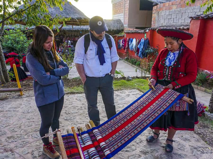 Cusco: Moray, Maras Salt Mines, and Chinchero Weavers Tour - Chinchero at 3,762 meters, textiles with a sales pitch
