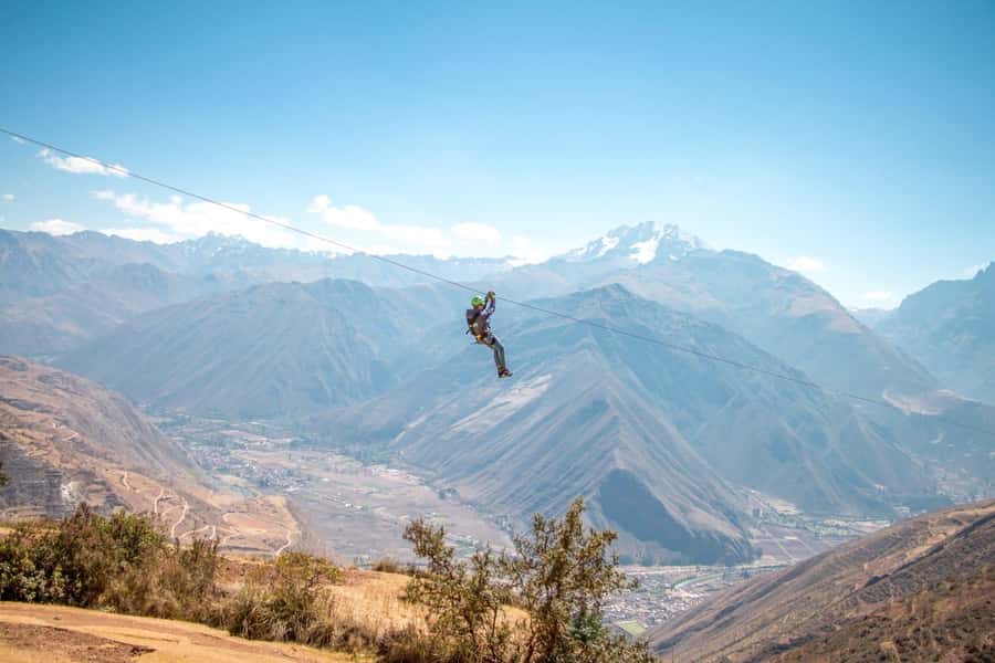 Cusco: Zipline in the Sacred Valley - Getting fitted with harness, helmet, and gloves