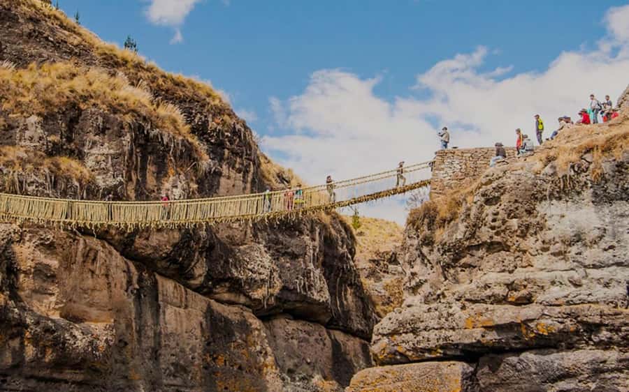 Four Lagoons and Q<code>eswachaka bridge tour full day – Key points to know before booking’ /></p>
<ul>
<li><strong>Q’eswachaka is rebuilt every year:</strong> Local communities renew the bridge from ichu grass, keeping an Inca-era craft alive.</li>
<li><strong>Four lagoons offer four different stops:</strong> Pomacanchi, Acopia, Asnaqocha, and Pampamarca each bring open water, mountain scenery, and chances to spot birds.</li>
<li><strong>Expect a full day in a van:</strong> The drive takes about three hours each way, and rough roads can make the journey tiring.</li>
<li><strong>Breakfast and lunch are included:</strong> You receive two Peruvian meals, but you should bring water and snacks for the long gap between them.</li>
<li><strong>The Tupac Amaru II stop adds historical weight:</strong> You visit the home of the rebel leader linked to one of Cusco’s most dramatic colonial-era stories.</li>
<li><strong>The bridge crossing is short but memorable:</strong> You can walk across the suspension bridge after receiving safety instructions from the guide.</li>
</ul>
<h2 id="why-this-cusco-day-trip-is-different">Why this Cusco day trip is different</h2>
<p><img width="900" height="562" decoding="async" src=
