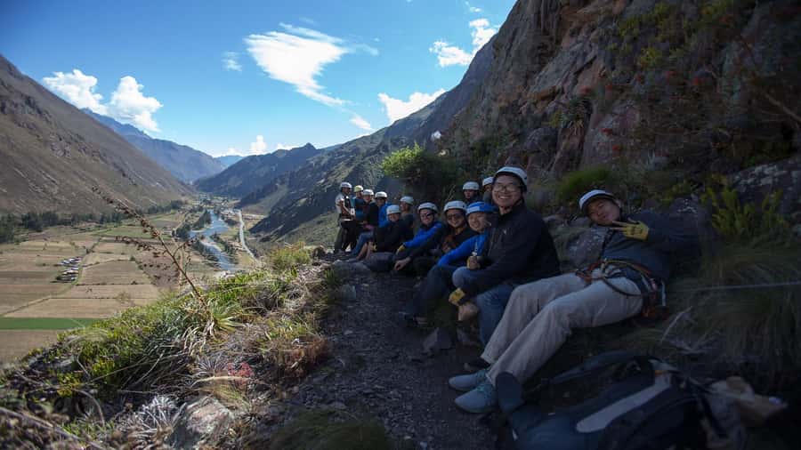 From Cusco: Via Ferrata & Zip Line with lunch - Getting ready at the Pachar base