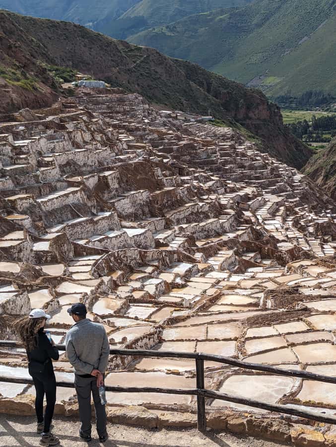 From Ollantaytambo:Moray, Salt Mines, Chinchero end in Cusco - Maras Salt Mines: thousands of white ponds on the mountainside