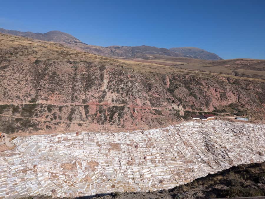 from Urubamba & Ollantaytambo:Sacred Valley Full-Day Private - Maras Salt Mines: white pools on a mountainside