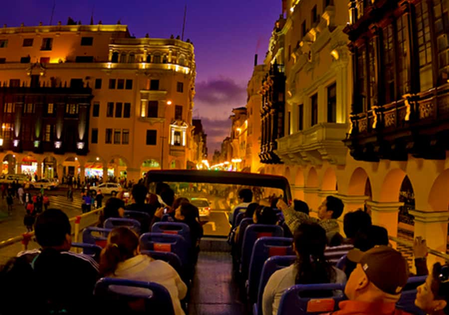 Lima : City Tour by Panoramic Bus - Walking & Catacombs - Huaca Pucllana from the open-top bus